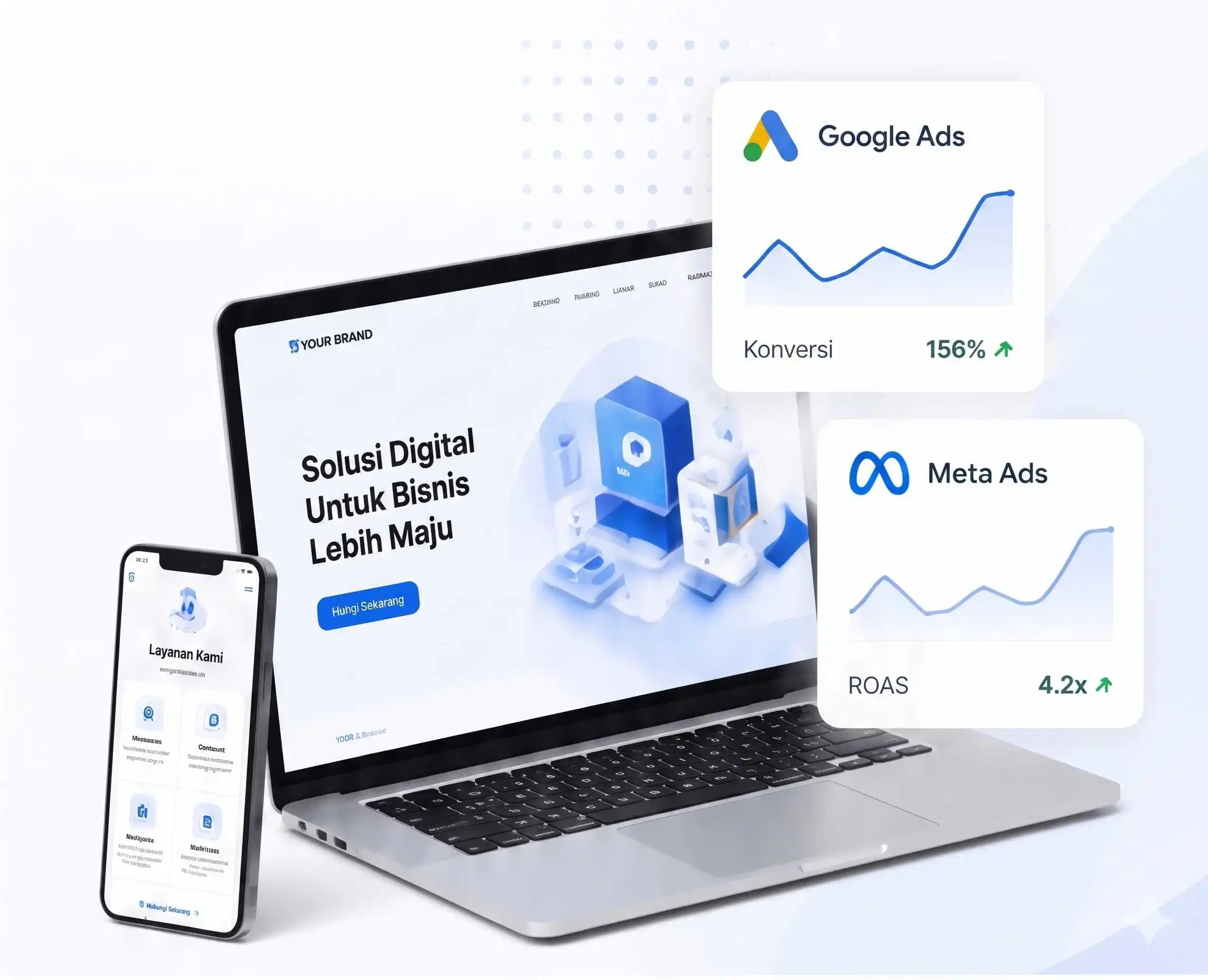 Ilustrasi web development dan digital growth