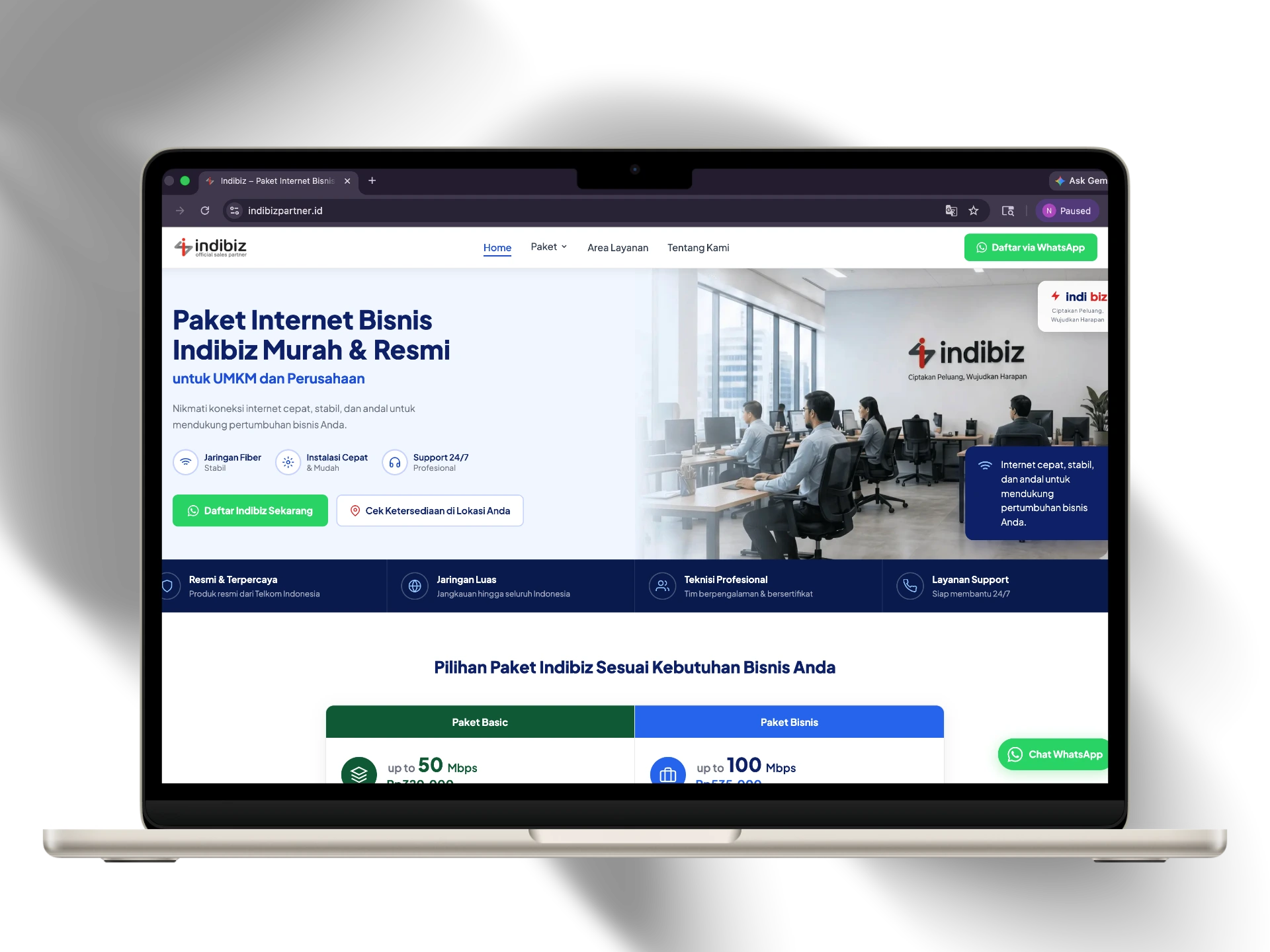 Mockup website IndiBizPartner